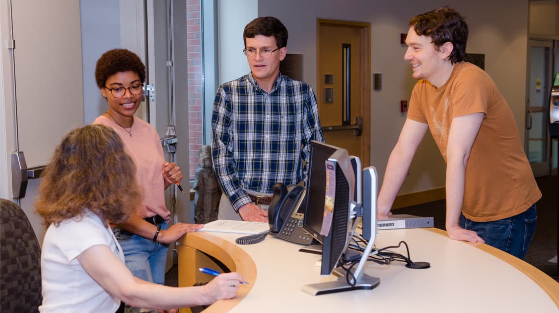 Students having a discussion in a classroom